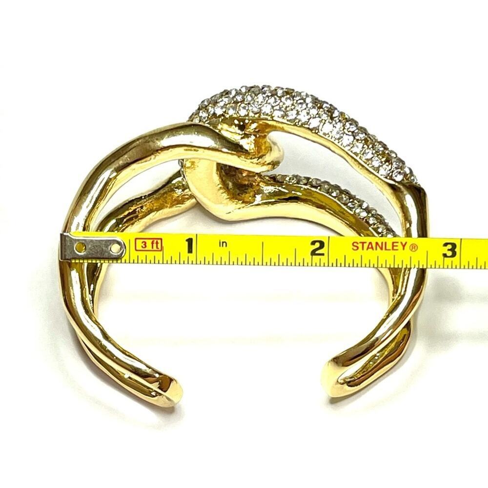 Interlocked Cuff Bracelet Pave’ Crystal Chunky Gold Alexis Bittar STYLE JA17 - Picture 5 of 7